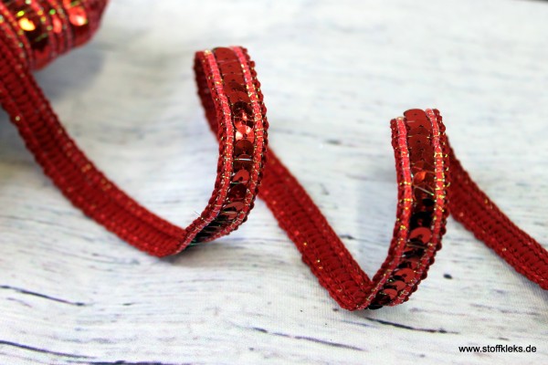 Paillettenborte | rot | Glamour | 1 cm