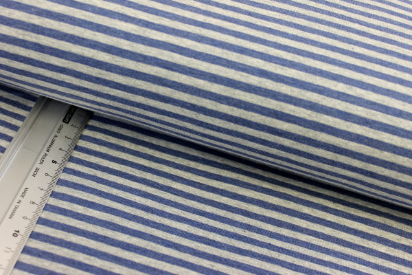 Sweat | bedruckt | Streifen | graumelange/rauchblau