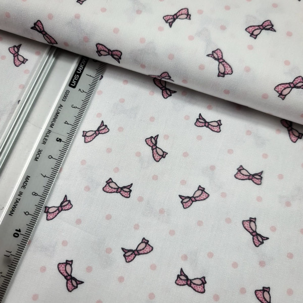 Baumwolle | bedruckt | Schleifchen | weiß