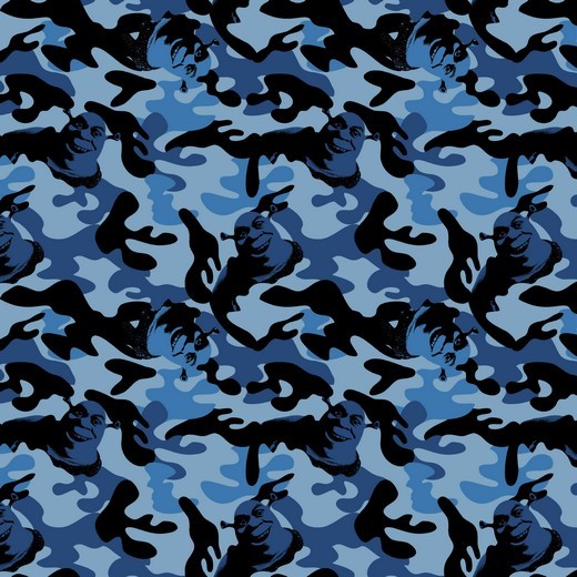 Baumwolle | bedruckt | shrek camouflage | blau