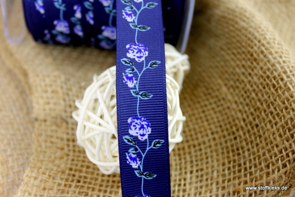 Ripsband | Rosen | dunkelblau