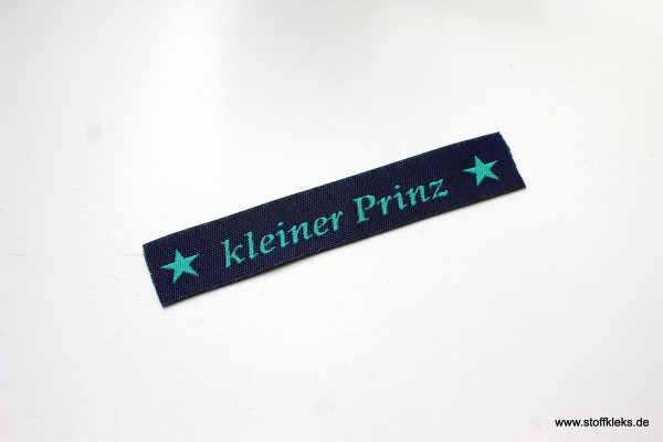 Applikation | Label | kleiner Prinz | dunkelblau mit petrol | 1,5 cm