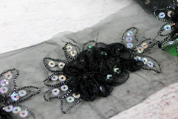 Organzaborte | schwarz | sweet dream | 8 cm