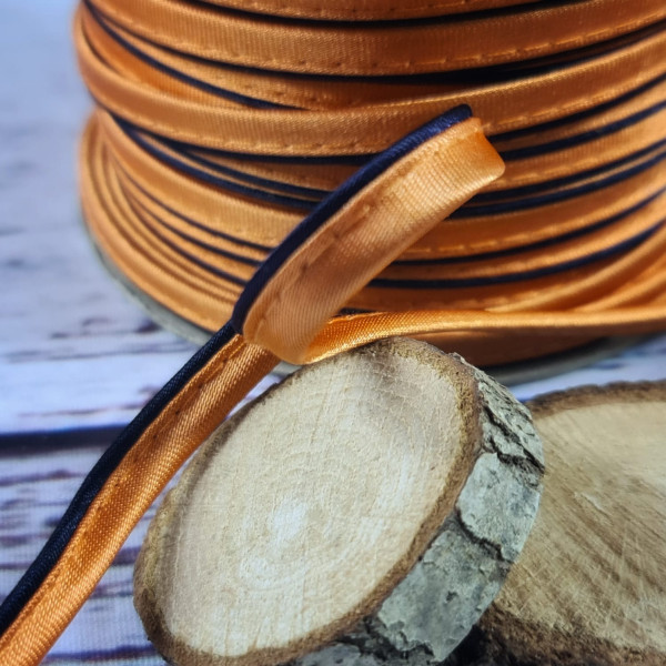 Satinpaspel | 7mm | 2-farbig | 2-farbig | dunkelblau/orange