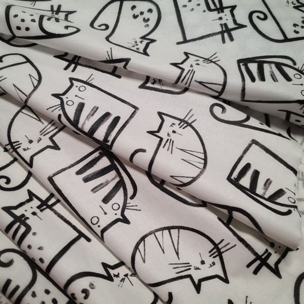 Wachstuch/beschichtete Baumwolle | Mietze | weiß