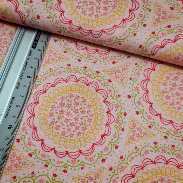 Baumwolle | bedruckt | Modafabrics | Spirograph | rosa/bunt