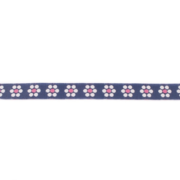 Jeansband | gewebte Blume | fuchsia