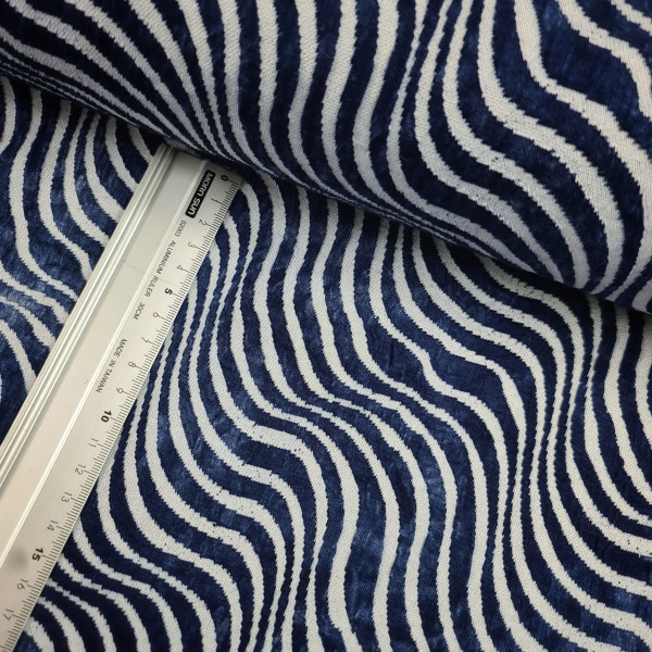 Viskose-Jacquard | ausgebranntes Muster | Zebra | dunkelblau