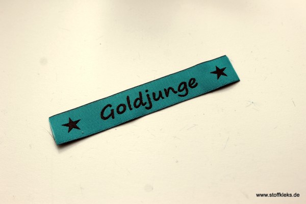 Applikation | Label | Goldjunge | petrol mit braun | 1,5 cm