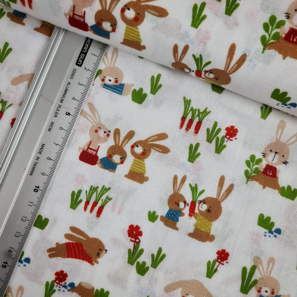 Baumwolle | bedruckt | Hasis | weiß