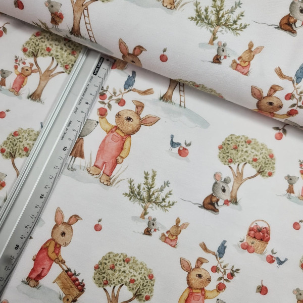 Sommersweat | French Terry | bedruckt | Hasi | weiß