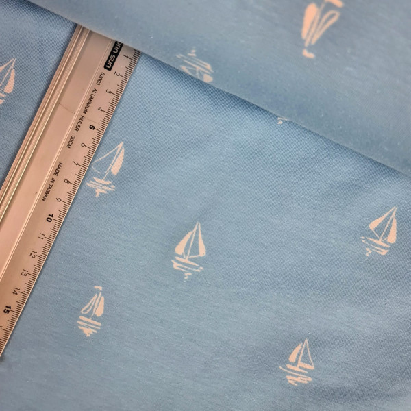 Jersey | bedruckt | Schiffchen | hellblau