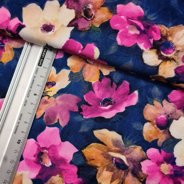 Viskose | bedruckt | Bütenmeer | blau/bunt