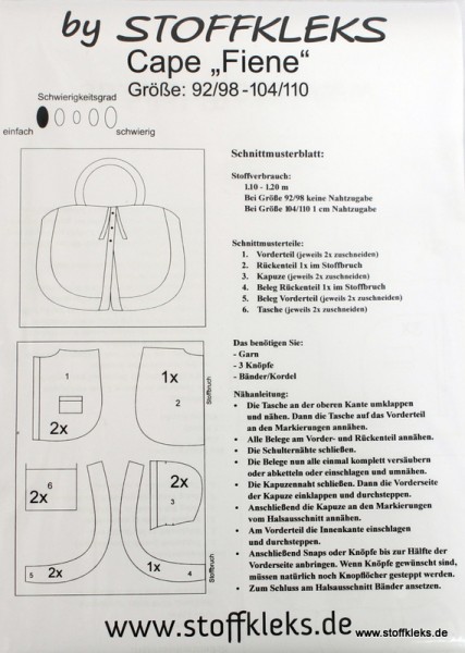 Schnittmuster | by stoffkleks | Cape Fiene