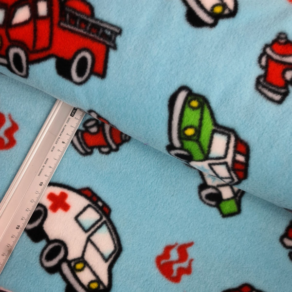 Fleece | bedruckt | anti - pilling | Autos | blau