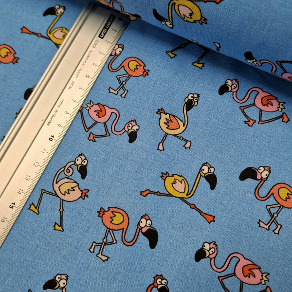 Baumwolle | bedruckt | Flamingo | blau