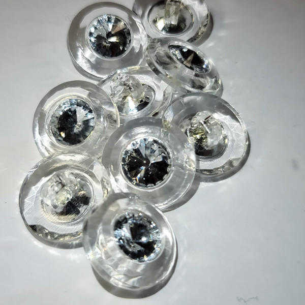 1 Knopf | Kunststoff | Öse | ca.14mm | Kristall