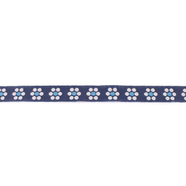 Jeansband | gewebte Blume | auqa