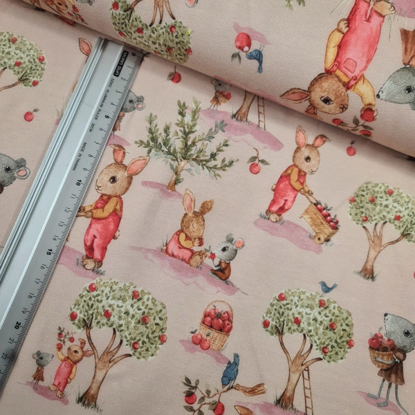 Sommersweat | French Terry | bedruckt | Hasi | altrosa