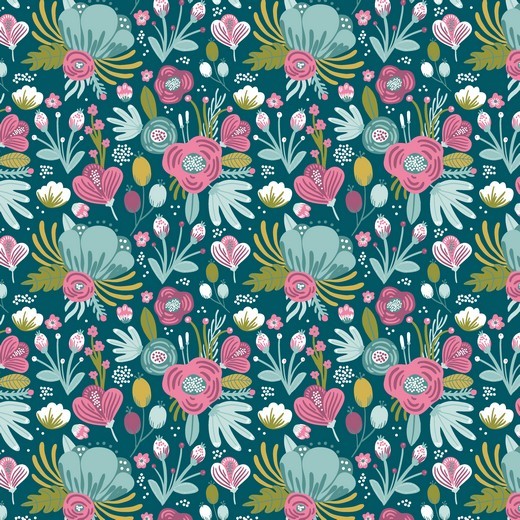Jersey | bedruckt | perfect flowers | petrol