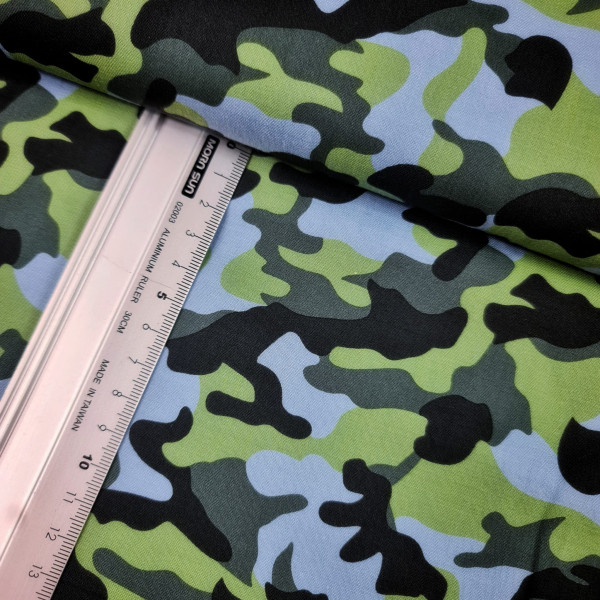 Baumwolle | bedruckt | camouflage | blau/grün