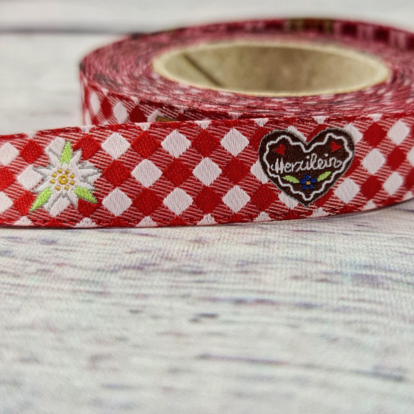 Webband | Herzilein | rot/bunt