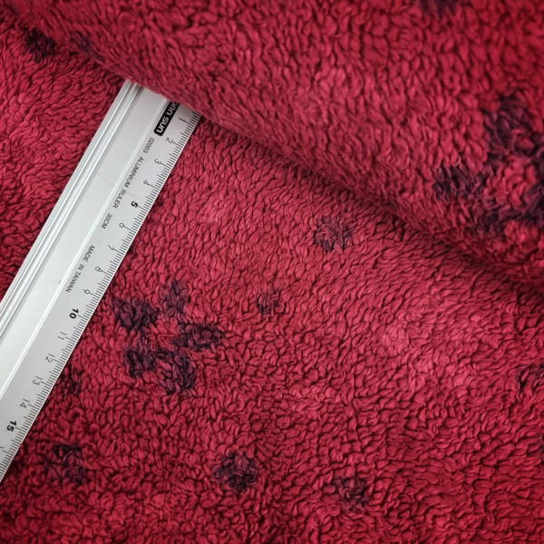 Teddyplüsch | bedruckt | Flowers | dunkelrot