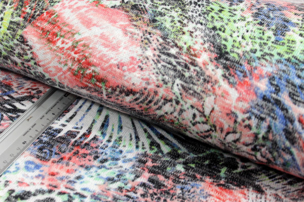 Sommerstrick | feuilles | grau/lachs/bunt