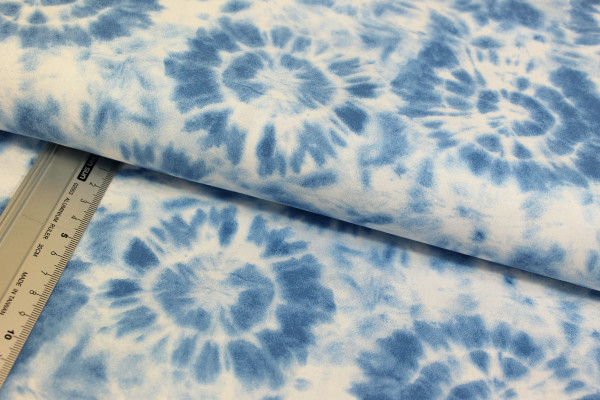 Baumwolle | bedruckt | Batik Kreise | blau