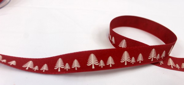 Ripsband | Tannenbaum | rot | 15mm