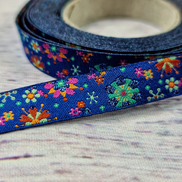 Webband | Blümli | blau