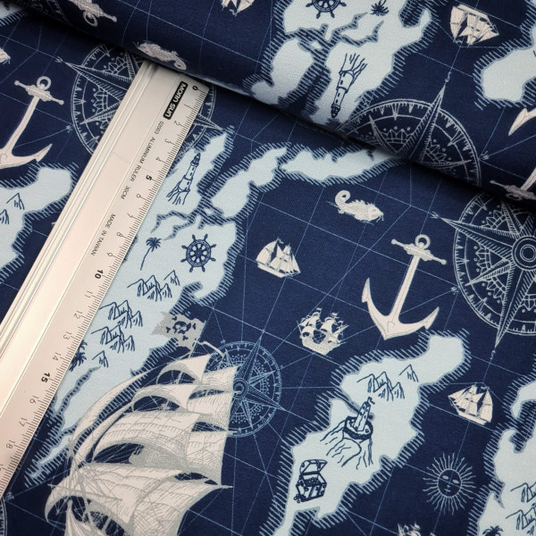 Sommersweat | French Terry | bedruckt | MAP | blau