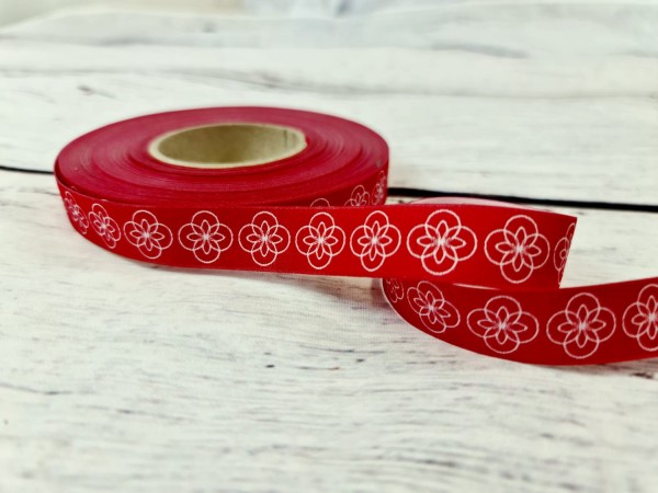 Webband | retro Blume | 17 mm | rot