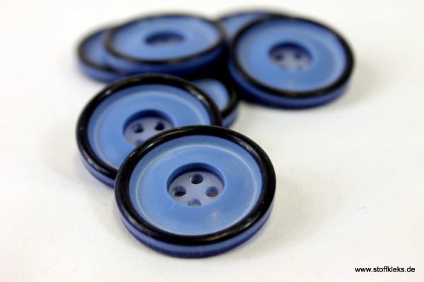 5 runde Kunststoff-Knöpfe | blau | ca 2,8cm