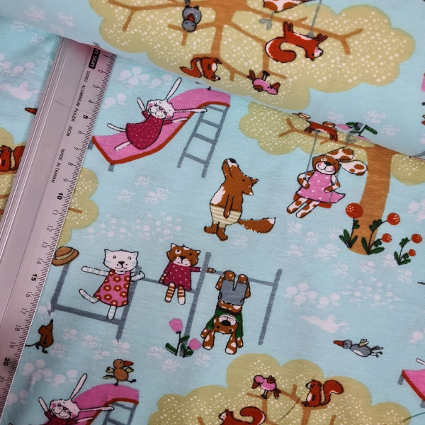Jersey | bedruckt | Spielplatztiere | hellblau