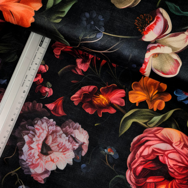 Digital Samt | bedruckt | Flowers | bunt