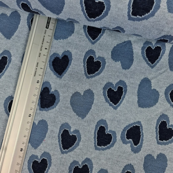 Baumwollstrick | Jacquard | Herzen | blau/dunkelblau
