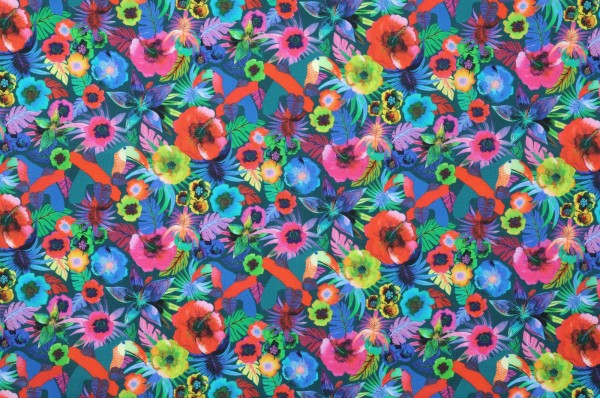 Baumwolle | bedruckt | colourful flowers | bunt