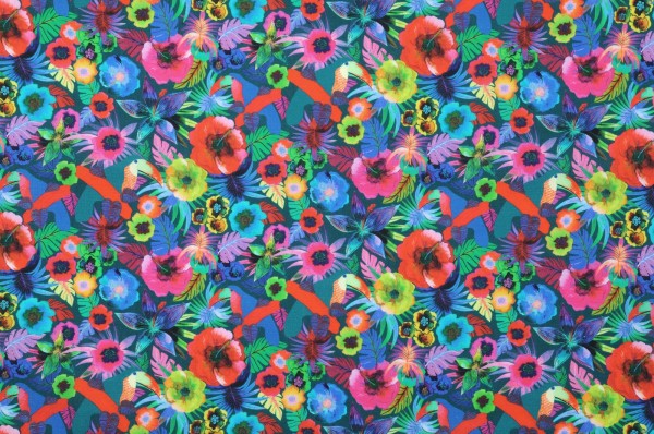 Baumwolle | bedruckt | colourful flowers | bunt