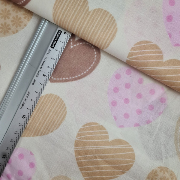 Baumwolle | bedruckt | Herzen | weiß