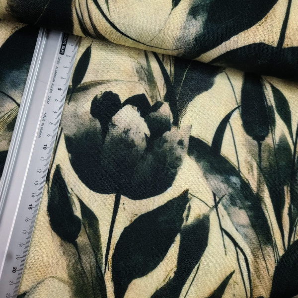 Viskose - Leinen | digital | Tulpe | creme