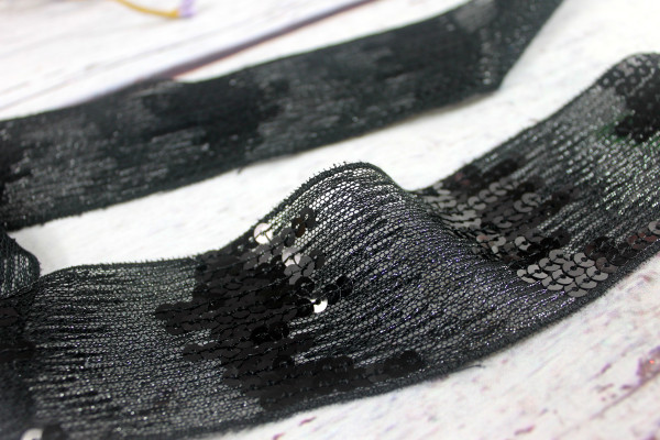 Tüllborte | CHIC | Pailletten & Glitzerfäden | ca. 5cm | schwarz