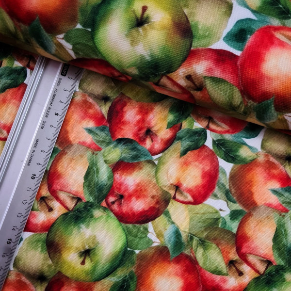 Canvas | Baumwolle | bedruckt | Äpfel | weiß/bunt