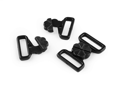 2er Set | Verschluss für Bikini / BH | Blume | schwarz