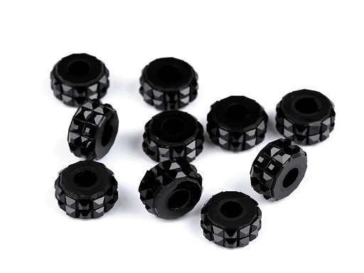 10 Kunststoffperlen | Kordelenden | 5mm Kordel | schwarz