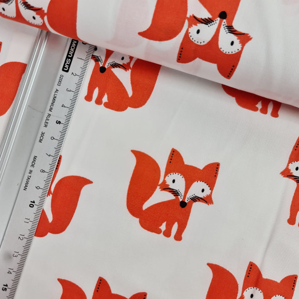 Baumwolle | bedruckt | Fox | weiß
