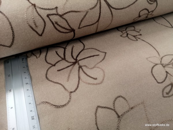 Vikose | bestickt | Blumen | beige