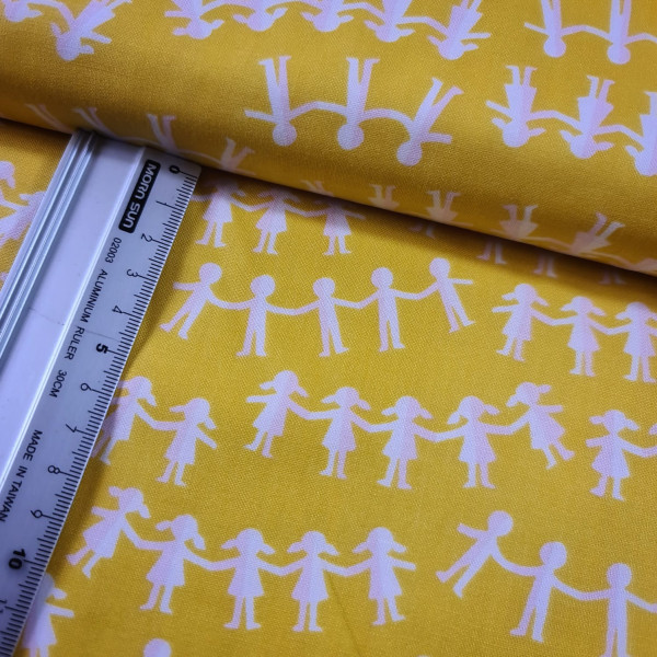 Baumwolle | bedruckt | windham fabrics | hand in hand | gelb
